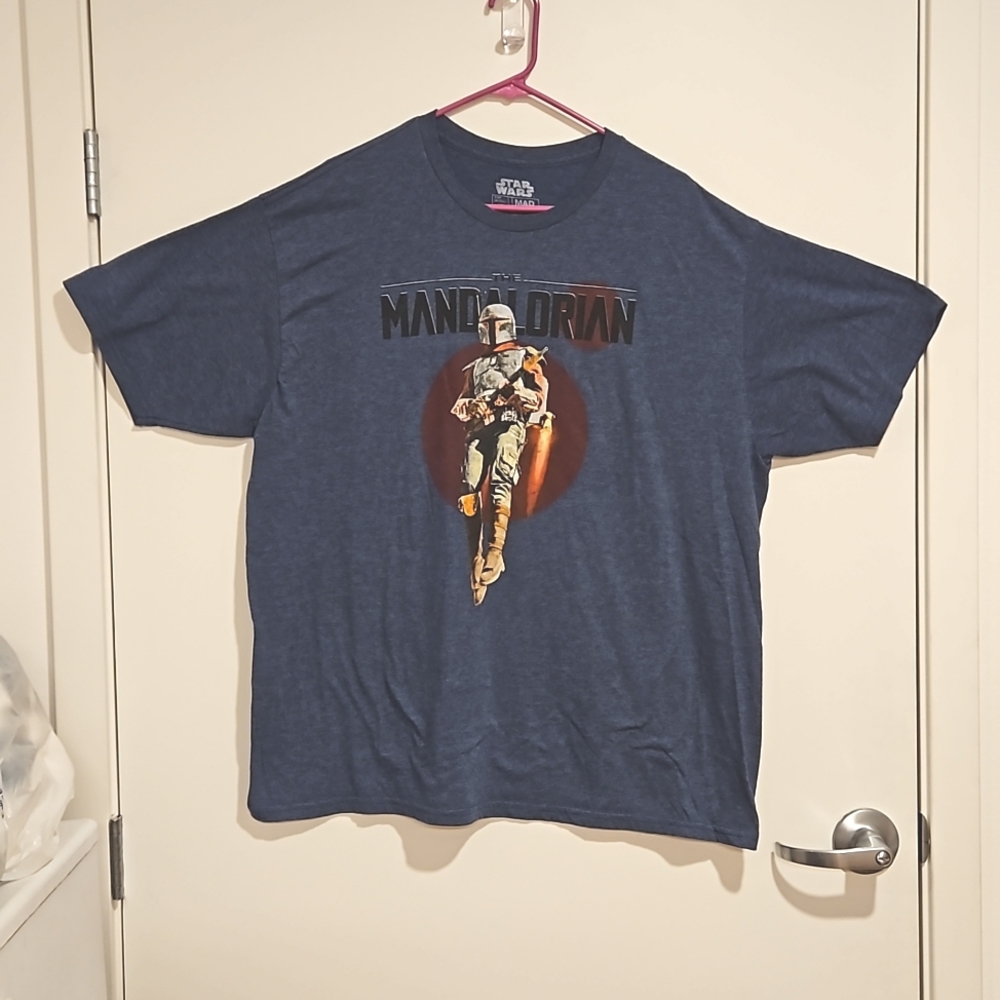 Star Wars The Mandalorian 2XL Mad Engine short sleeve blue Baby Yoda graphic tee
